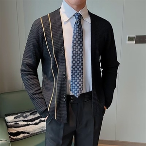 男士针织衫开衫外套春秋季V领修身休闲秋装上衣毛衣男潮M829