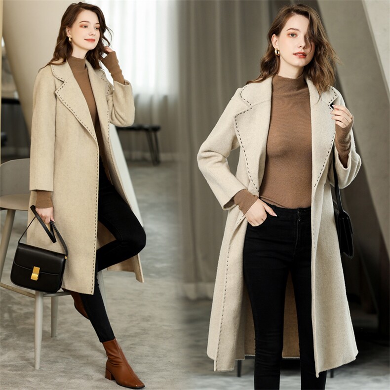时尚气质中长款毛呢大衣女2025新款显瘦百搭优雅外套，女装毛呢外套，阿舍尔精品