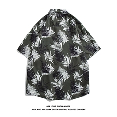 白底平铺短袖衬衫男港风潮流C1116P26，男装衬衫，星座1116-2