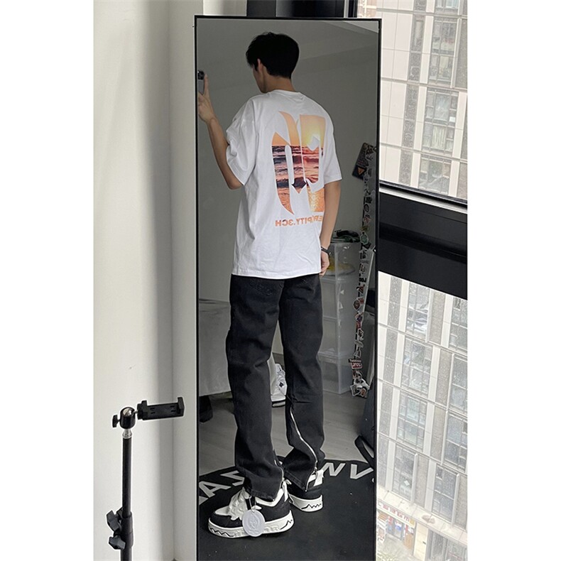 B221美式ins高街暗黑小众个性款拉链直筒牛仔裤LK23042-P65控88,男装牛仔裤,电商B221