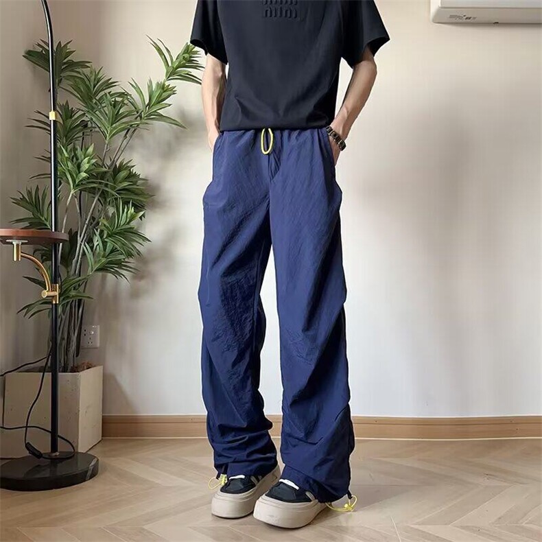 口袋字母速干运动休闲裤男夏季大码宽松潮牌阔腿裤长裤K6448-P38图片