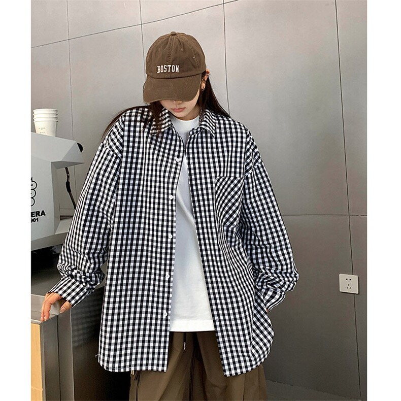 港风纯棉衬衫长袖耐磨格子衬衫休闲百搭MD-H523-特批50控89图片