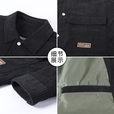 高品质灯芯绒外套男士新款工装夹克潮牌纯色潮流翻领上衣JK05-P60，男装夹克，星座1403B