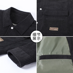 高品质灯芯绒外套男士新款工装夹克潮牌纯色潮流翻领上衣JK05-P60图片