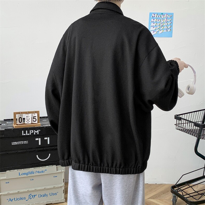 2023秋装新品潮纯色青少年开衫夹克简约刺绣时尚外套男女483-P30,男装夹克,电商A441-1