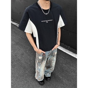 夏季新款男女同款短袖圆领拼色短袖XZ102B-1-T2553P40图片