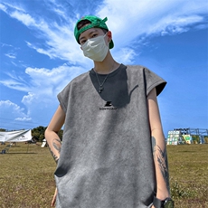 量大优供视频得物直播品230克夏季麂皮绒背心无袖T恤BJ339，男装背心/马甲，电商A486