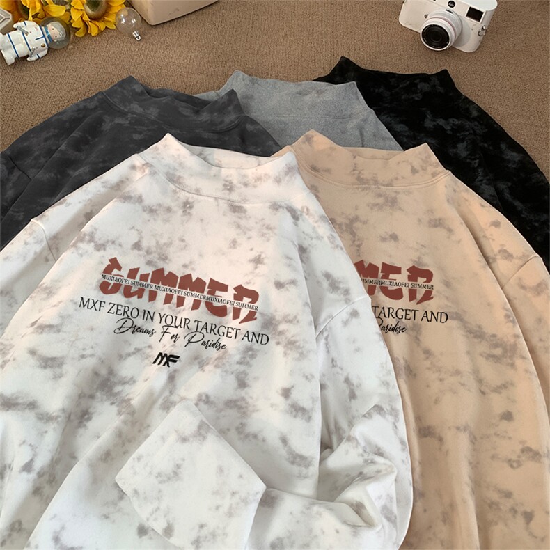 260克重磅扎染德绒半高领打底衫【有货】C403A-DR25202ZR-P25,男装T恤,电商C403A