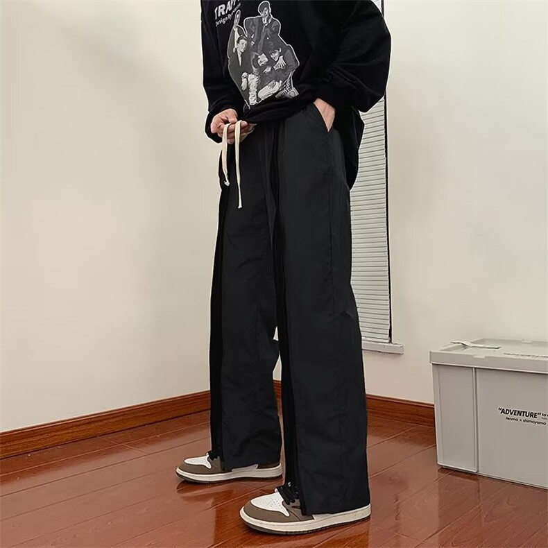 男秋季新款港风休闲裤防水拉链开叉拖地长裤KB26P36,男装休闲裤,星座1116-2