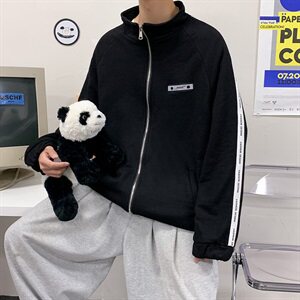 WY2022秋装新款百搭男士开衫卫衣男宽松潮流大码外套图片