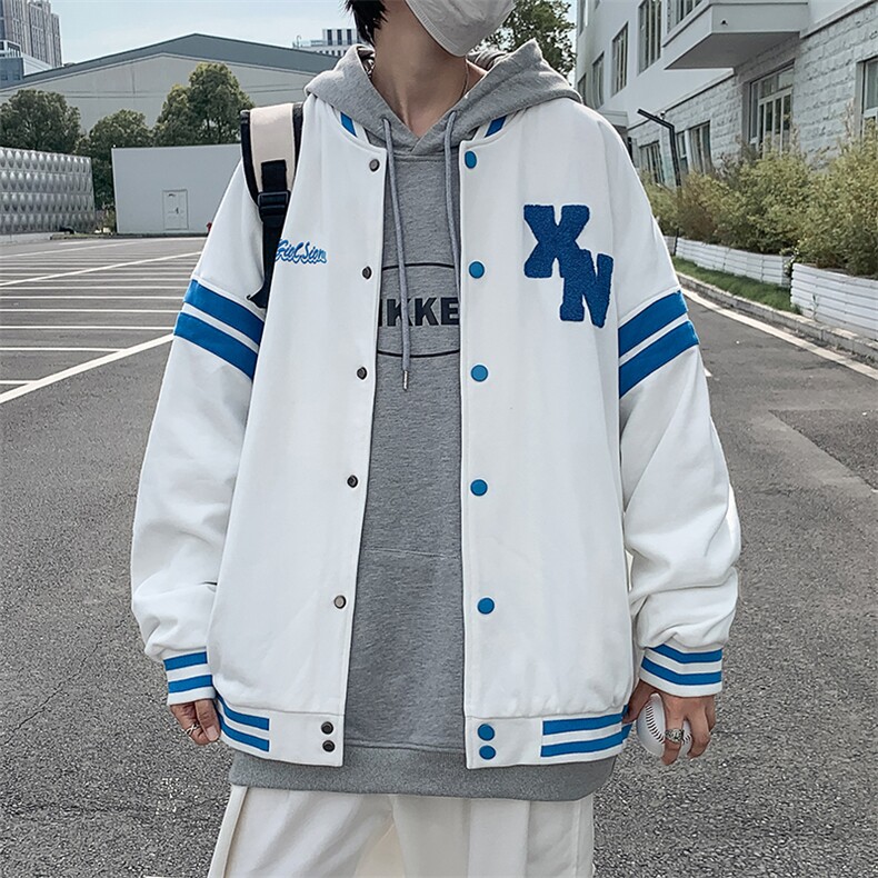 秋冬新品宽松街头运动风字母撞色拼色连帽夹克外套男装W1529-P52,男装夹克,星座512-4