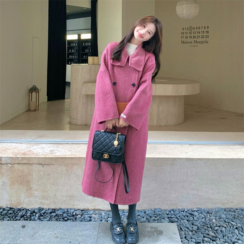 玫紫色双面呢大衣2C151-W15-P275-K408,女装毛呢外套,2C151