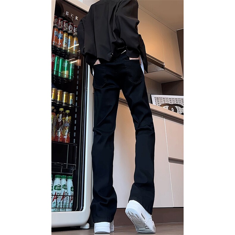 B221美式ins高街暗黑纯色修身弹力微喇牛仔裤LK24222-特P30控59，男装牛仔裤，电商B221