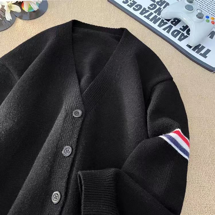 MM446-P67高质量简约V领经典双袖织带针织开衫毛衣,男装针织衫/毛衣,星座617A-2