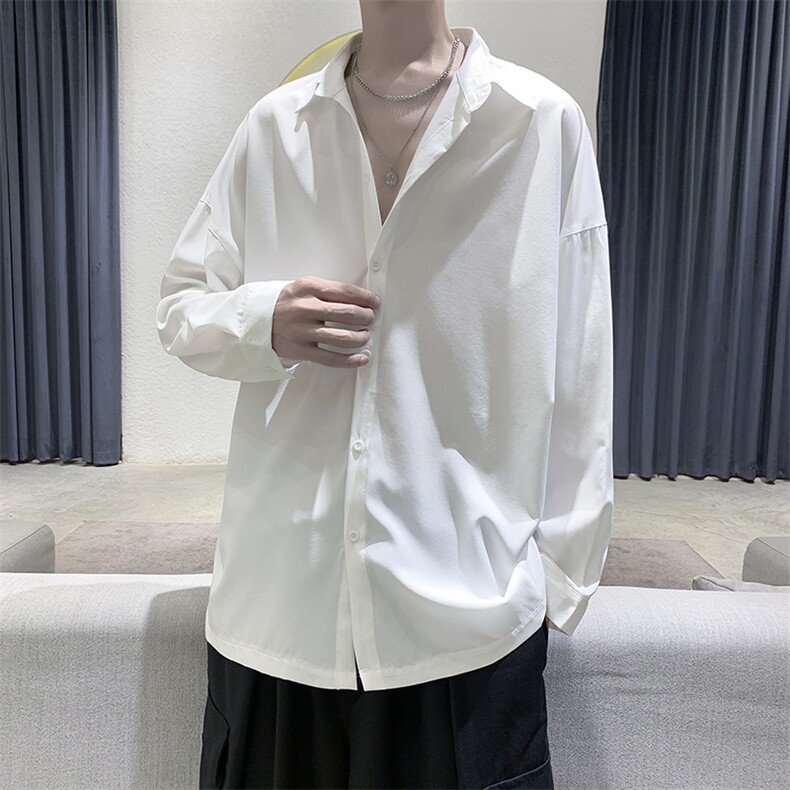 现货纯色冰丝长袖衬衫男KD137-P40图片