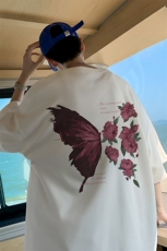 已注册/夏季新款外景蝴蝶印花短袖T恤男宽松体恤打底衫DT9998/P25，男装T恤，电商B316