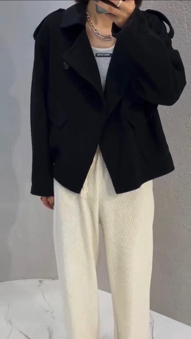 2022新款洋气扣扣设计羊毛双面呢大衣,女装其它,L·H·X