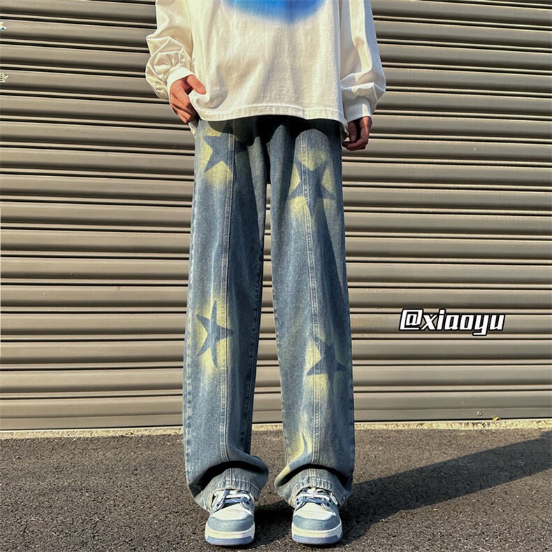 XZ616春季新款外景星星印花牛仔裤TY944P55控68,男装牛仔裤,星座512A（原616）