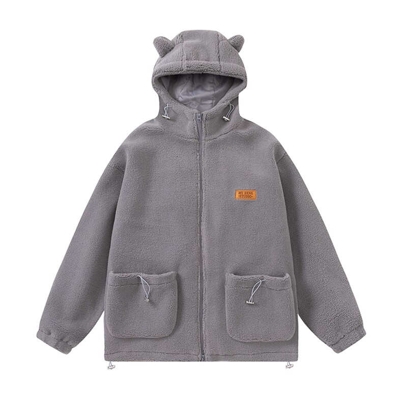 羊羔绒连帽外套男冬季新款加厚保暖棉衣宽松情侣棉服F304P140,男装棉衣,电商D325
