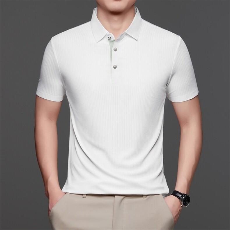 夏季新POLO衫男短袖T恤冰丝男士休闲商务爸爸装时尚百搭上衣,男装T恤,钱塘6003（原4033）