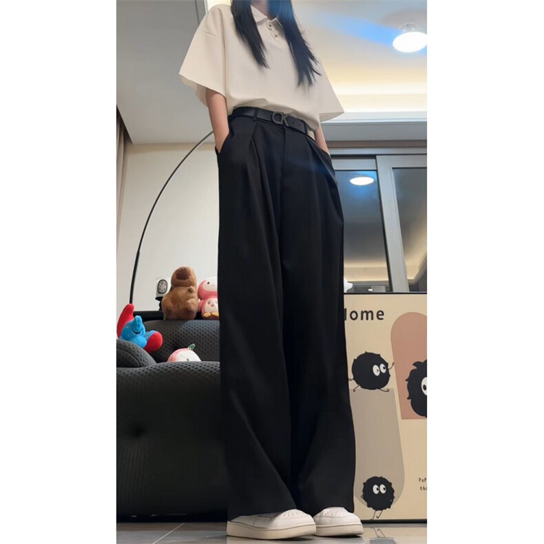26新款工字褶A字西裤直筒阔腿垂感休闲长裤子潮504-K888-P55控78,男装西裤,星座504