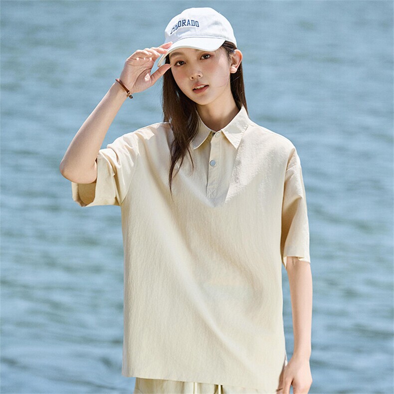 2025夏季时尚薄款简约百搭Polo领宽松T恤上衣女A406T6067特P35,男装T恤,星座309（原A406）