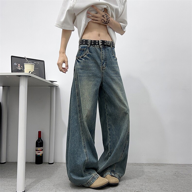美式复古水洗做旧宽松弯刀牛仔裤男女潮牌廓形休闲裤NZ089-P48,男装牛仔裤,星座308B-2