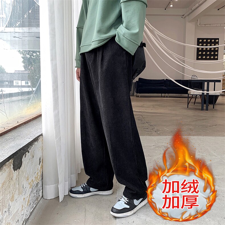 裤子男ins加绒加厚高质量灯芯绒阔腿裤男裤痞帅休闲裤K032-P40,男装休闲裤,星座308B-1