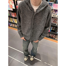 网图连帽毛衣男秋冬新款开衫复古套头针织衫慵懒风外套-A2311P72，男装针织衫/毛衣，电商B241