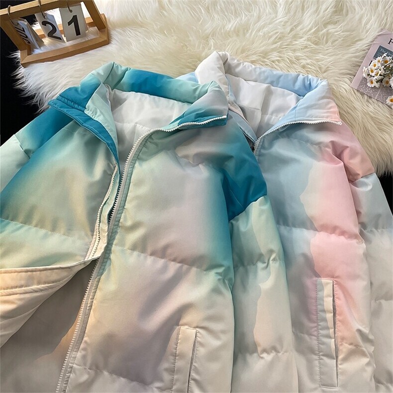 M08-特P75潮牌渐变棉服男2025冬季新款加厚保暖情侣款棉袄冬装,男装棉衣,电商D310B