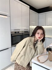 21春装新款杏色短款宽松皮衣夹克006-8866-p135-k188，女装皮衣，浙宝113