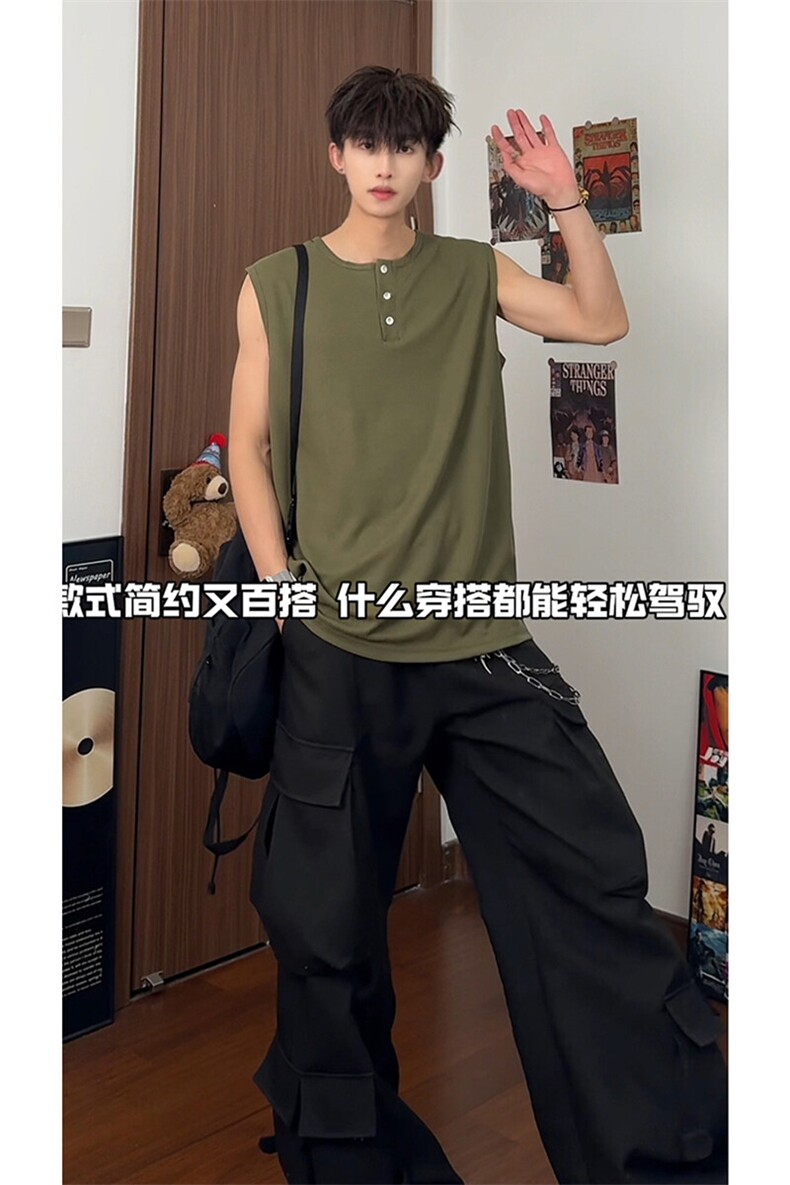 休闲舒适街头高级风背心简约个性潮牌无袖上衣HY738TP28控48,男装背心/马甲,电商A102B