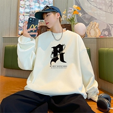 已注册港风供直播抖音品质重磅菠萝格圆领宽松男卫衣W2001P45，男装卫衣，电商C408(原B339-1)