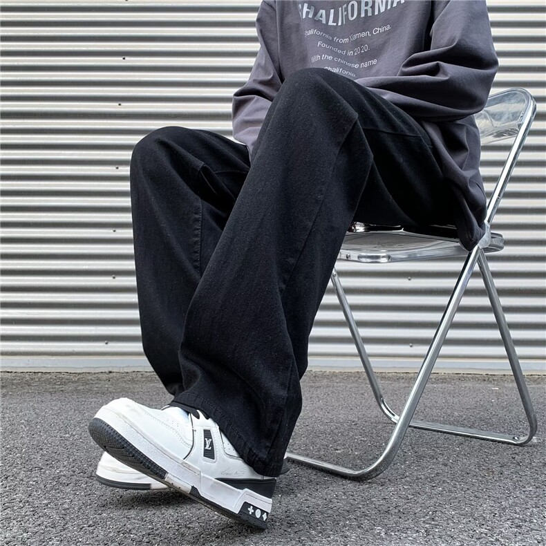牛仔裤男款美式高街宽松百搭直筒裤复古简约微喇裤子NZ011/P52,男装牛仔裤,星座506