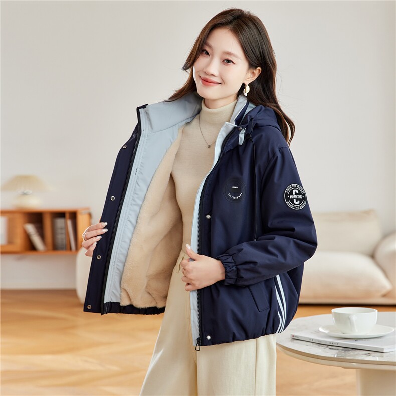 现货2025冬装新款加绒加厚休闲精品女装棉衣棉服派克服,女装派克服,木子恋