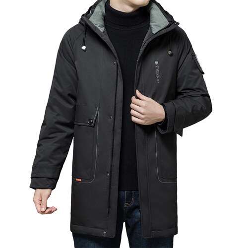中年男连帽中长款羽绒服男冬装外套白鸭绒爸爸装XXA7022-6-P355图片