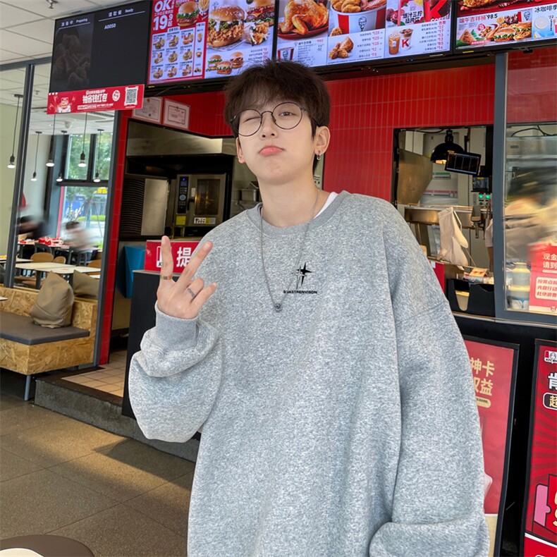 ！圆领卫衣男装港风长袖T恤男外套男WY190-P28,男装卫衣,电商B367