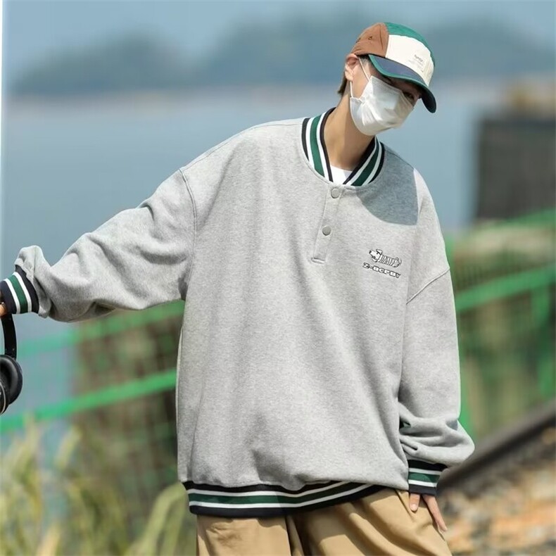 学院风撞色拼接棒球服外套男女春秋宽松百搭显瘦套头卫衣Q16/P42,女装短外套,星座506
