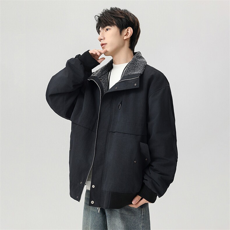 加绒外套男款2025冬季新款加厚保暖工装防风夹克立领JR2151-P110,男装夹克,星座210-1