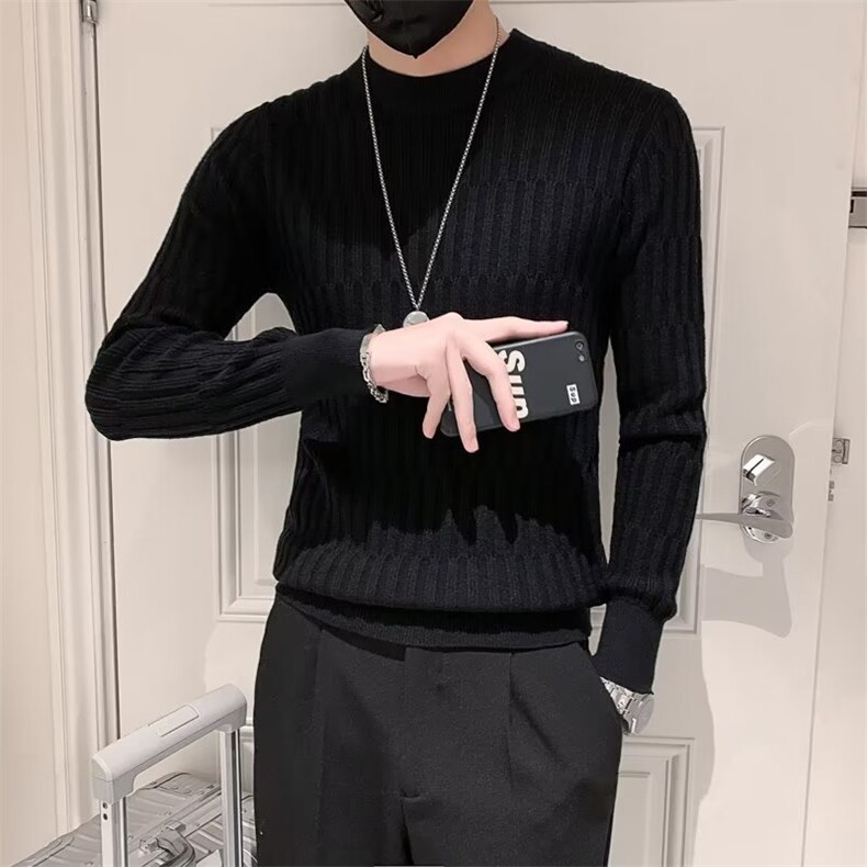 高级感毛衣男士潮牌长袖打底衫秋冬季内搭2024新款痞帅S555-P48图片