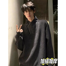 鱼骨纹斜拉链不规则高领小香风卫衣男款秋冬加绒加厚长袖WY64，男装卫衣，星座1116A（原606A-3）