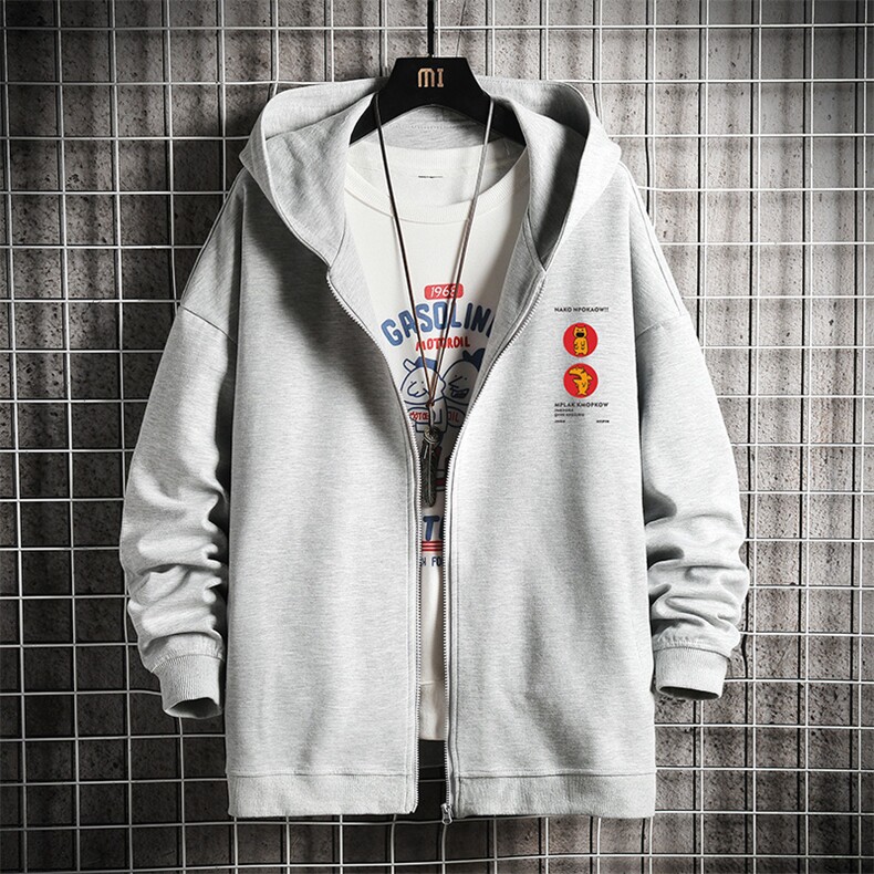 KS21093-P38连帽开衫卫衣男运动外套大码班服网格挂拍,男装卫衣,电商A040A