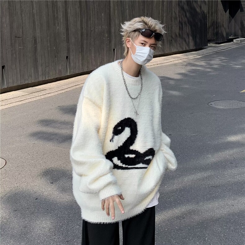 美式软糯毛衣男仿貂绒休闲百搭慵懒风情侣宽松针织衫男M560/P55,男装针织衫/毛衣,星座506