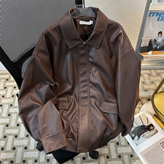 美式翻领皮衣外套复古春秋季男女休闲美拉德机车夹克JK08537-P62，男装夹克，星座308B-1