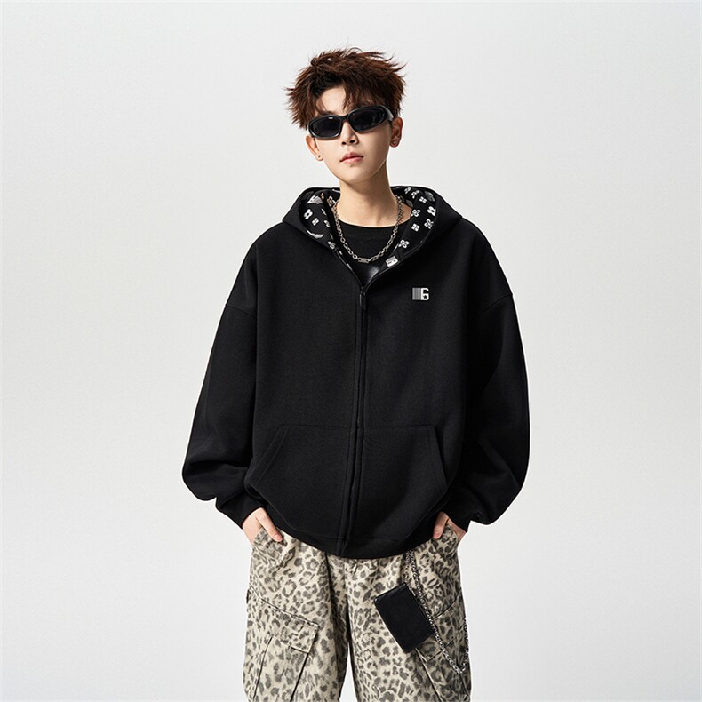 有长图华棉秋冬宽松连帽卫衣男潮拉链开衫外套WY00890/P88加绒P98，女装短外套，电商B316