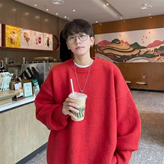 重磅秋冬男女纯色打底针织衫圆领套头半高领毛衣美式复古休闲上衣，男装T恤，电商A486