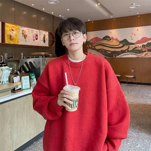 重磅秋冬男女纯色打底针织衫圆领套头半高领毛衣美式复古休闲上衣图片