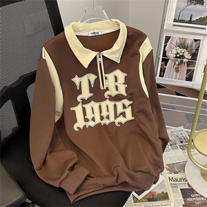 半拉链polo领卫衣男情侣装春秋季款超火高级潮牌班服外套W43/P40图片