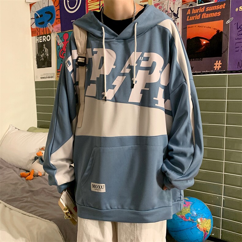 7XL-M大码连帽卫衣男2023秋季新款潮港风宽松套头上衣加肥加大码图片