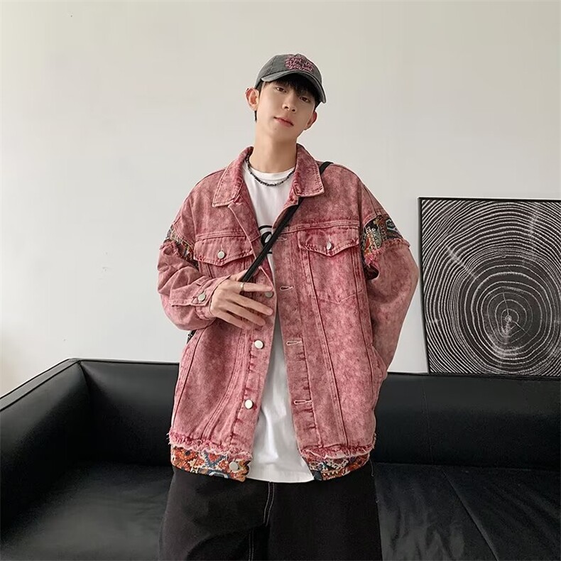 春季新款牛仔外套男女潮牌日系宽松复古做旧水洗牛仔夹克潮流,男装夹克,星座716-3